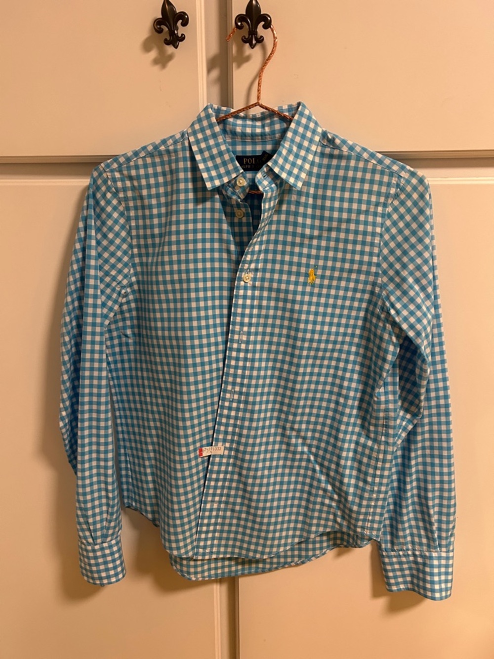 Polo by Ralph Lauren Women’s Light Blue and White Gingham Button-Down Shirt